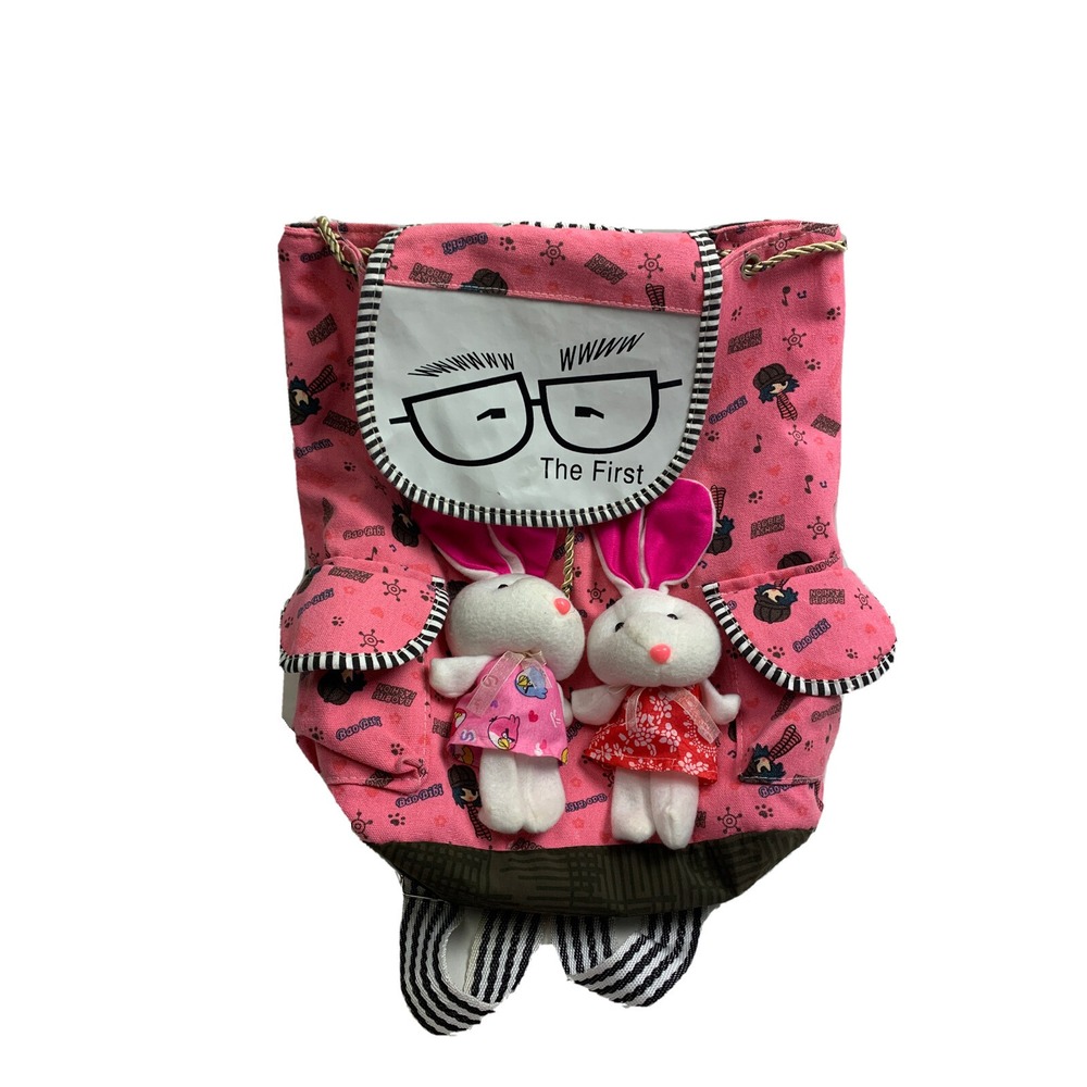 BAO BIBI Fashion Casual Backpack Bag Cotton Cloth Bunny Rabbit Fun School Pack